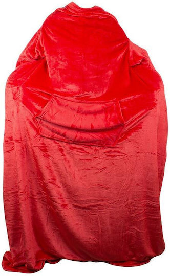 Snuggie Κουβέρτα Fleece με Μανίκια 140x200εκ. Κόκκινο