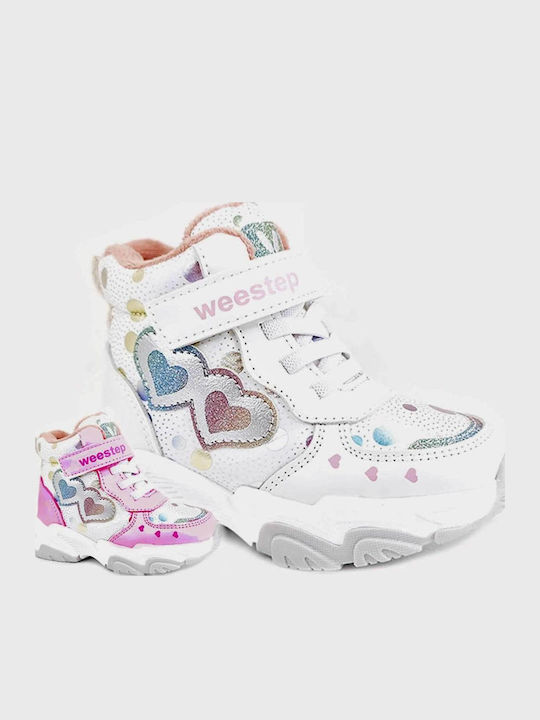 Παιδικά Sneakers High με Σκρατς Λευκά