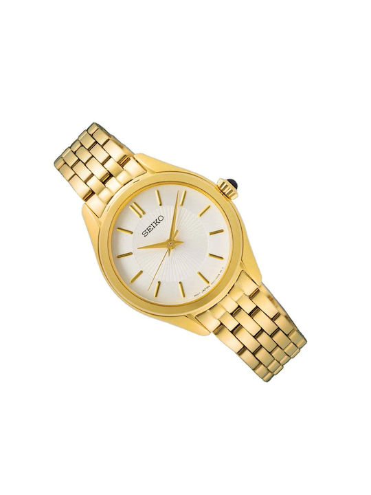 Seiko Dial Γυναικείο Ρολόι 29mm Μπαταρίας με Χρυσό Μεταλλικό Μπρασελέ