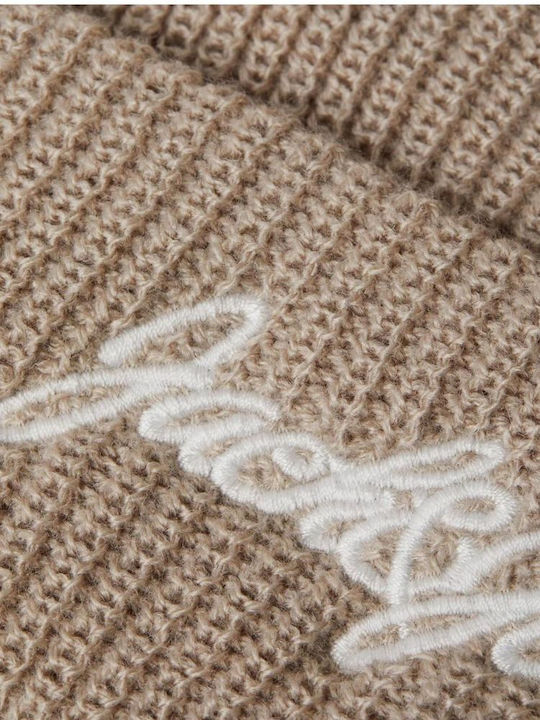 Beanie Männer Beanie Gestrickt in Beige Farbe
