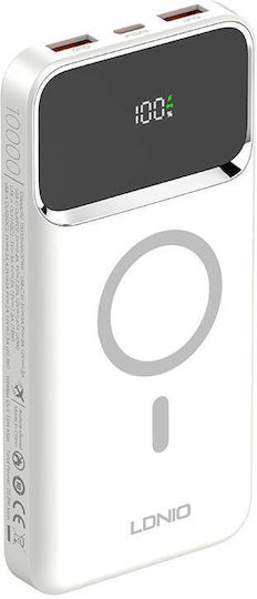 Ldnio Pq12 MagSafe Power Bank 10000mAh 15W με 2 Θύρες USB-A και Θύρα USB-C Power Delivery Λευκό