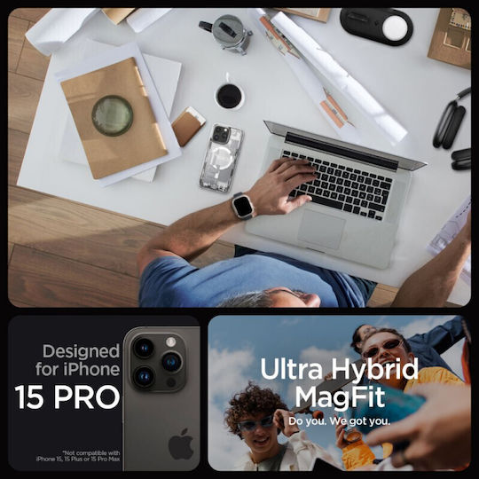 Spigen Ultra Hybrid Umschlag Rückseite Kunststoff 2mm Zero One White (iPhone 15 Pro)