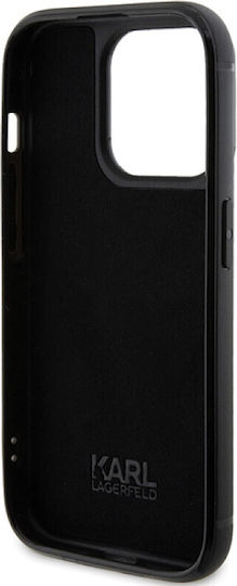 Karl Lagerfeld Rhinestone Plate Metal Logo Back Cover Plastic Negru (iPhone 15 Pro)