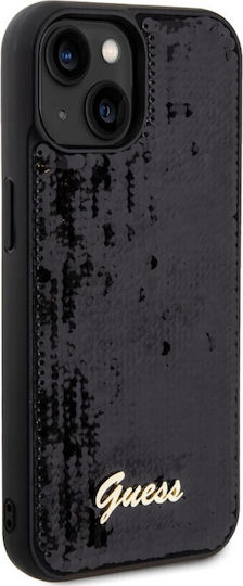 Guess Sequin Script Metal Back Cover Πλαστικό Μαύρο (iPhone 15)
