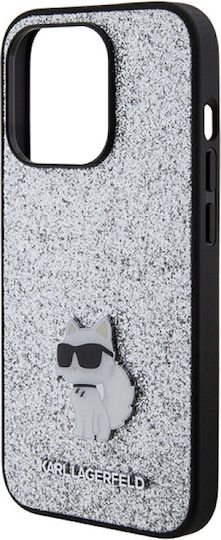 Karl Lagerfeld Fixed Glitter Choupette Logo Umschlag Rückseite Kunststoff Robust Gray (iPhone 15 Pro Max)