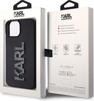 Karl Lagerfeld 3d Logo Glitter Back Cover Black (iPhone 15)