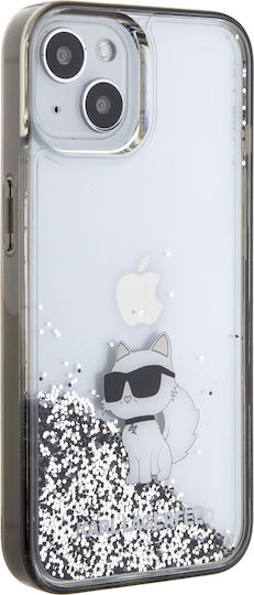 Karl Lagerfeld Liquid Glitter Choupette Umschlag Rückseite Kunststoff Transparent (iPhone 15)