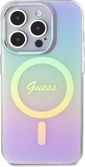 Guess Iml Iridescent Magsafe Umschlag Rückseite Kunststoff Lila (iPhone 15 Pro)