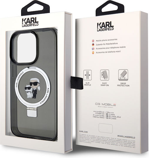 Karl Lagerfeld Karl Choupette Back Cover Plastic / Synthetic Leather / Leather Black (iPhone 15 Pro Max)