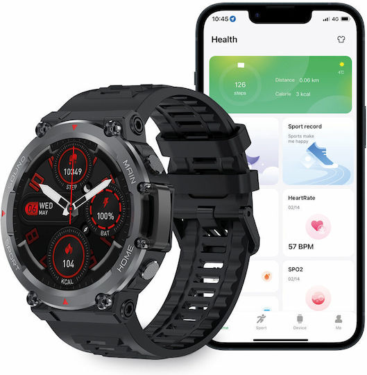 Ksix Oslo Aluminium Smartwatch with Heart Rate Monitor (Black)