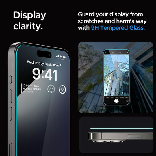 Spigen Oleophobic Coated Glas.tr Ez Fit Закалено стъкло за цялото лице 2бр (iPhone 15 Pro Max)