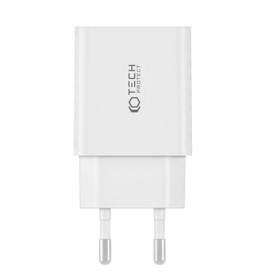 Tech-Protect Charger with 2 USB-C Ports and Cable USB-C 35W Power Delivery Whites (C35W)