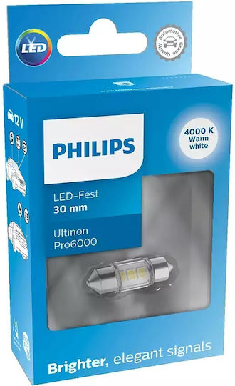 Philips Lamps Car Ultinon C5W LED 4000K Natural White 12V 0.6W 1pcs