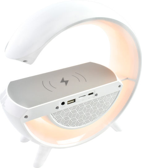 Andowl Qcd110 Επιτραπέζιο Ψηφιακό Ρολόι LED Πλαστικό με Ραδιόφωνο & Ασύρματη Φόρτιση Λευκό Q-CD110