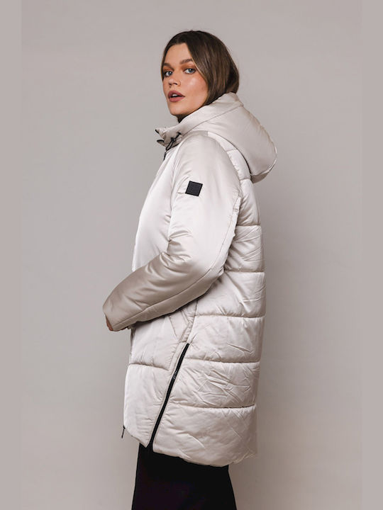 Rino&Pelle Kurz Damen Puffer Jacke für Winter Beige