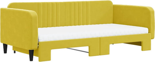 Sofa Bett Einzelbett Mit Stoff bezogen Yellow mit Latten & Matratze 100x200cm