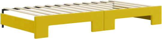 Sofa Bett Einzelbett Mit Stoff bezogen Yellow mit Latten & Matratze 100x200cm
