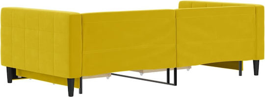 Kinderbett Schlafsofa Mit Samt Gelb Mit Lattenrost Für Matratze 100x200cm