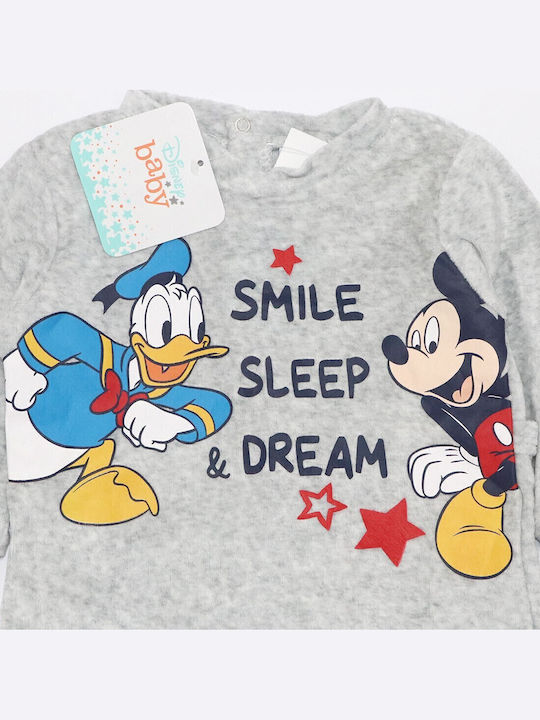 Disney Mickey Mouse Baby Bodysuit Long-Sleeved Velvet Gray