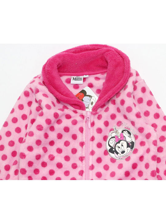 Disney Kinder Bademantel Winterlich Fleece Rosa Minnie Mouse