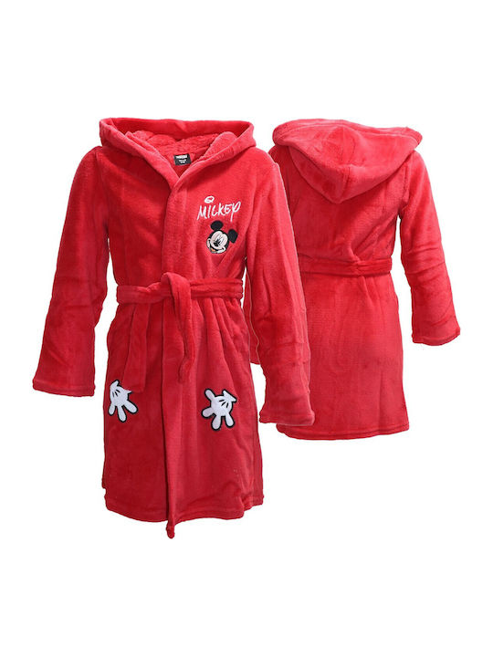 Disney Παιδική Ρόμπα Χειμωνιάτικη Fleece Κόκκινη Mickey Mouse