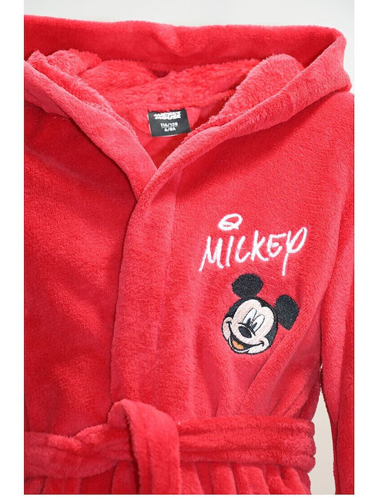 Disney Παιδική Ρόμπα Χειμωνιάτικη Fleece Κόκκινη Mickey Mouse