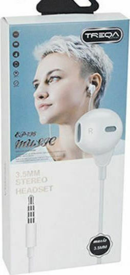 Treqa EP-736 Earbuds Handsfree με Βύσμα 3.5mm Λευκό