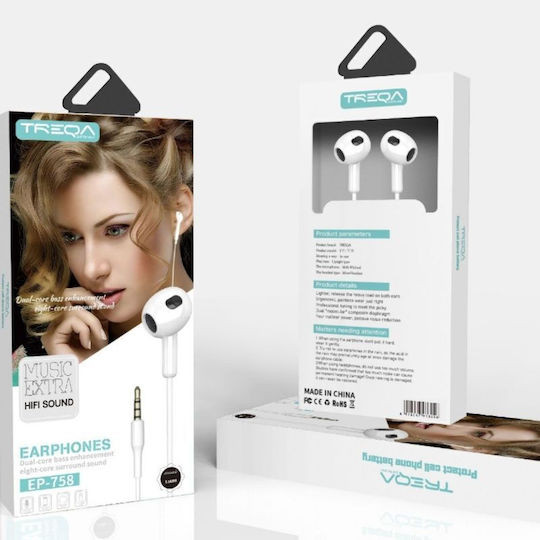 Treqa EP-758 Earbuds Handsfree with 3.5mm Connector White