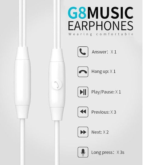 Celebrat G8 Earbuds Handsfree με Βύσμα 3.5mm Μαύρο