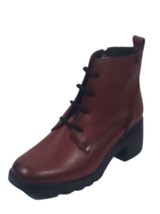 Leather Women's Ankle Boots Burgundy