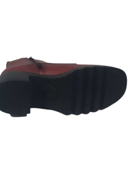 Leather Women's Ankle Boots Burgundy