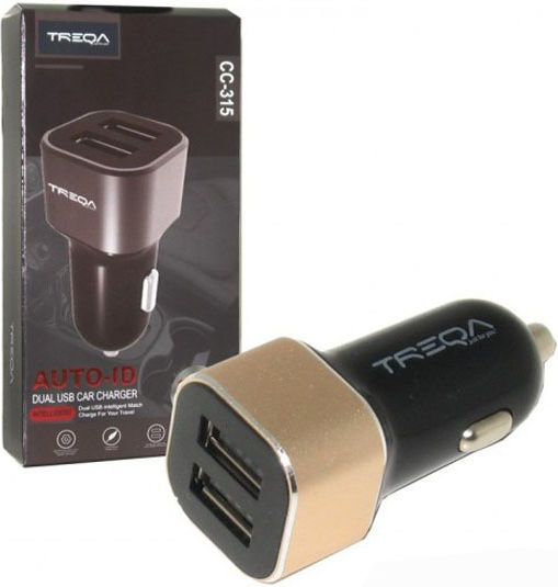 Treqa Auto-Ladegerät 3.1A mit Anschlüssen: 2xUSB Silber Farbe