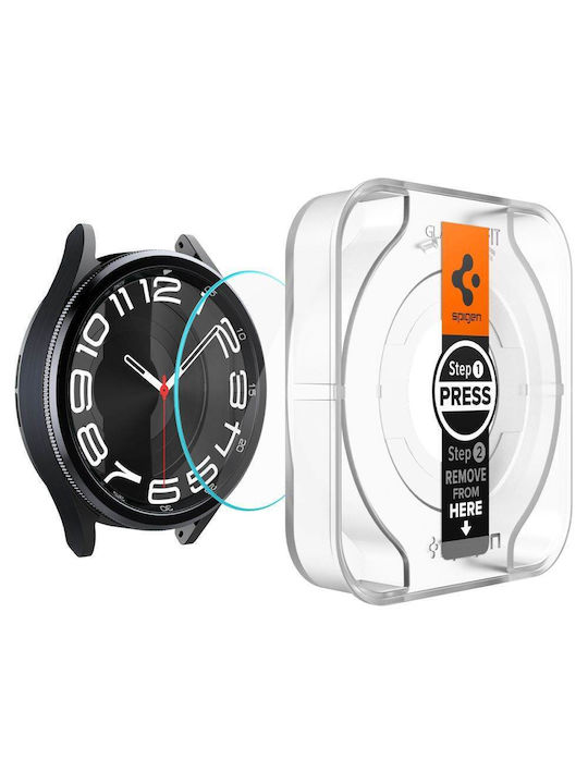 Spigen EZ Fit Tempered Glass for the Spigen Glas.tr "EZ-Fit" 2-Pack is compatible with Galaxy Watch 6 Classic (43 mm). 2pcs AGL07067