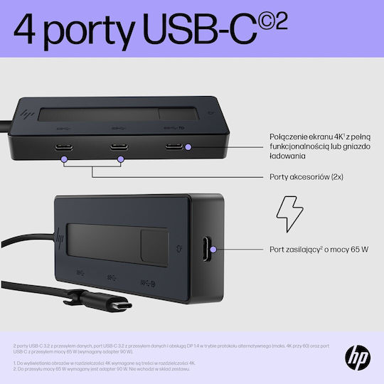HP USB-Hub mit 4 Anschlüssen USB 3.2 mit USB-C Verbindung