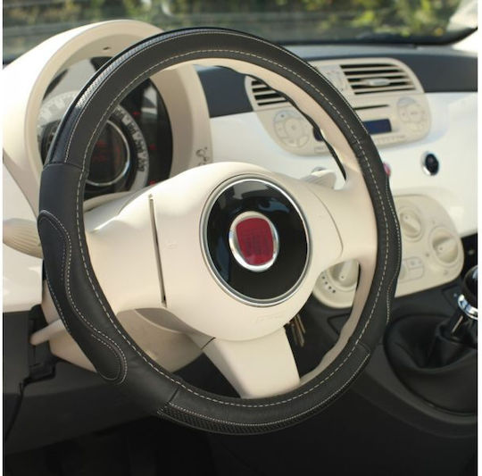 Mammooth Car Steering Wheel Cover with Diameter 36cm Leather Black with Black Seam