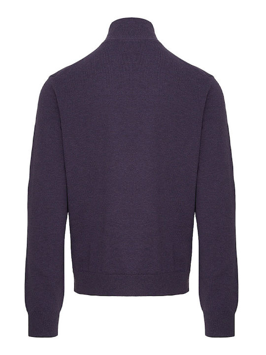 Nautica Men's Long Sleeve Sweater with Zipper Purple