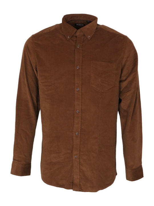 Pre End Men's Shirt Long Sleeve Corduroy Brown