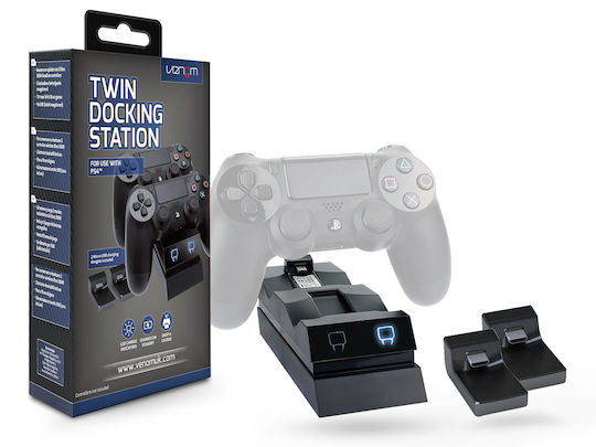 Venom Twin Docking Station Βάση για 2 χειριστήρια PS4 Μαύρη