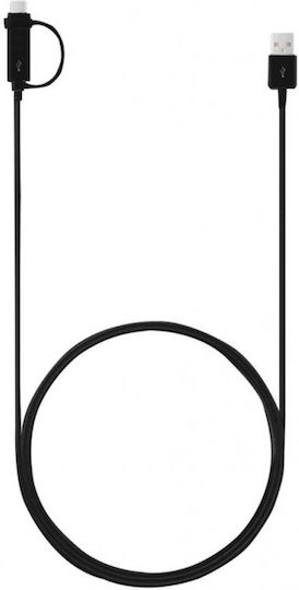 Samsung Regular USB to micro USB / Type-C Cable Μαύρο 1m (EP-DG950DBE)