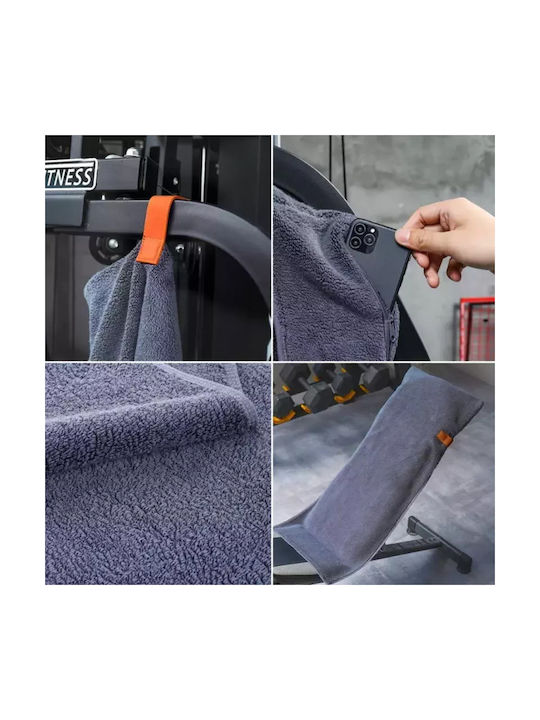 Viking Viking Gym Yoga Towel Cotton Gray 85x39cm with Storage Space