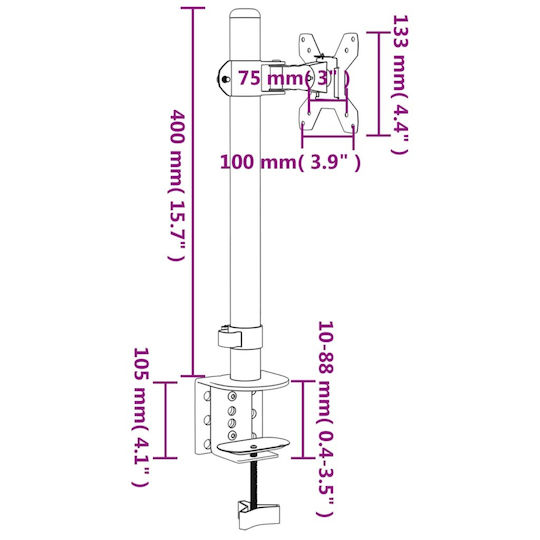 vidaXL Stand Desk Mounted Monitor (357999)