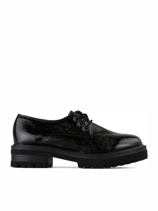 Women's Patent Leather Oxford Shoes Black
