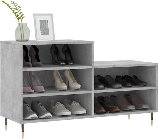 Concrete Wooden Shoe Organizer Gray 102x36x60cm