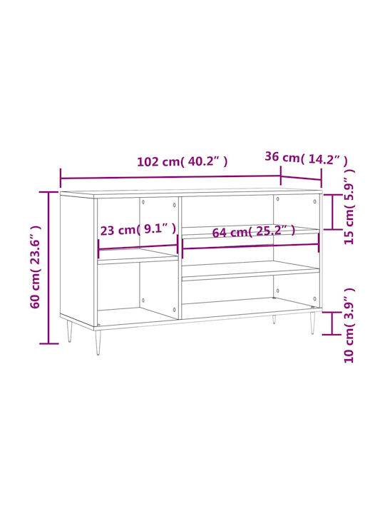 Wooden Shoe Organizer Black 102x36x60cm