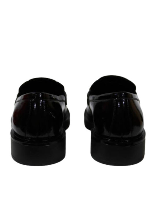 Lackleder Damen Mokassins in Schwarz Farbe