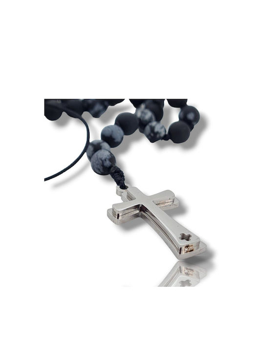 Mentzos Necklace Rosary from Steel Black