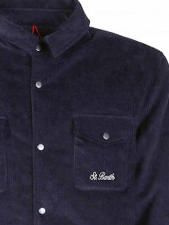 Дълъг Ръкав Рипсено Кадифе Overshirt Син