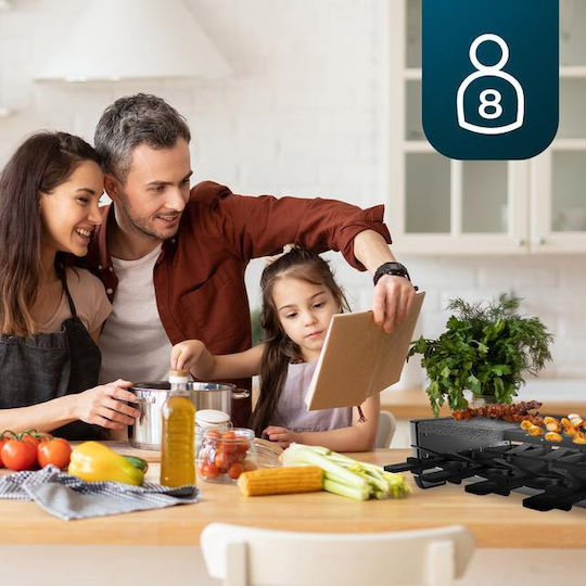 Cecotec Cheese&grill 16000 Inox Mixgrill Επιτραπέζια Ηλεκτρική Ψησταριά Raclette Λείας και Αυλακωτής Πλάκας 1400W Ανοξείδωτη με Ρυθμιζόμενο Θερμοστάτη 22x20εκ.