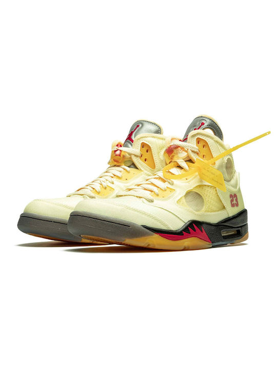 Jordan Air Jordan 5 Retro Off-White Ανδρικά Μποτάκια Sail / Fire Red / Muslin / Black