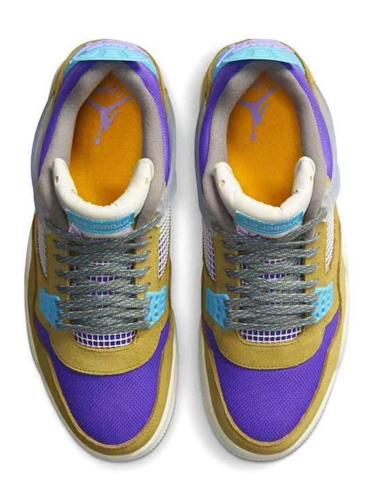 Air  4 Retro Union LA Мъжки Ботуши Desert Moss / Turquoise / Dark Iris